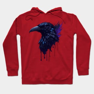 Gothic Mystical Raven Head Abstract Design Hoodie